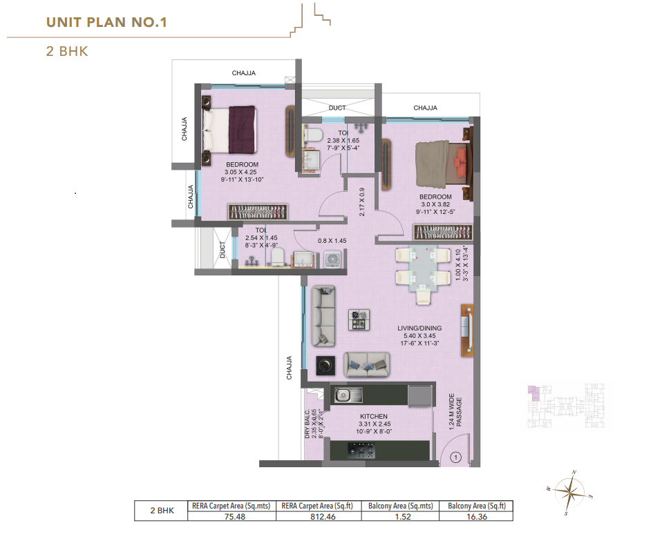 Raheja Ascencio Powai 2 BHK Plan