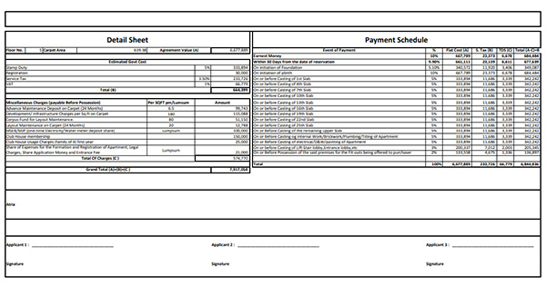 Raheja Mahalunge Costing Plan